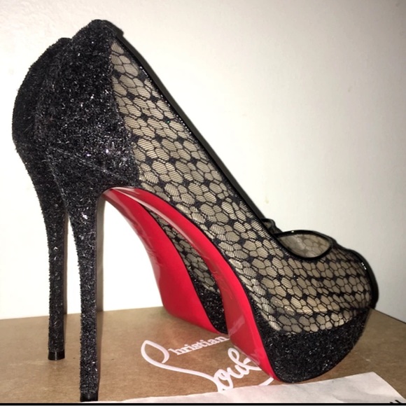 Christian Louboutin Platform Peep Toe Lace Patent Leather - Picture 4 of 9